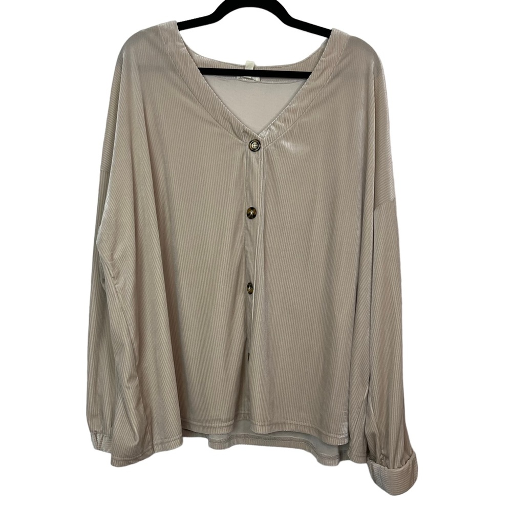 Como Blu Stitch Fix Cream Ribbed Button Down Cardigan Size 3X Women
